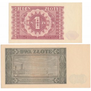 Zestaw 1 złoty 1946 i 2 złote 1948 (2szt)
