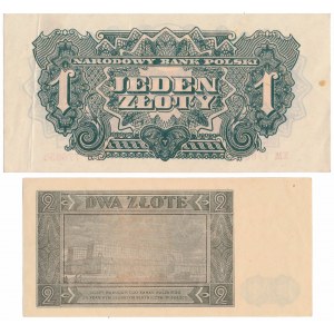 1 zł 1944 i 2 zł 1948 - zestaw (2szt)