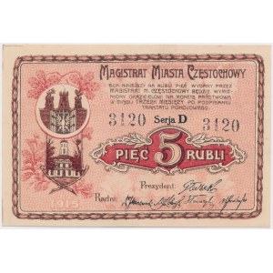 Częstochowa, 5 Rubel 1915 - D