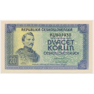 Czechoslovakia, 20 Korun (1945) - Perforated with 3 holes