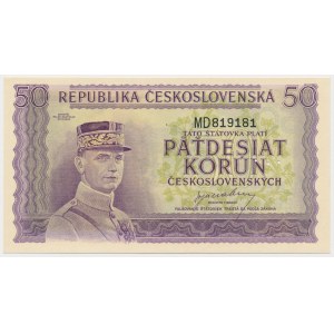 Czechoslovakia, 50 Korun (1945) - Perforated with 3 holes