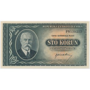 Czechoslovakia, 100 Korun (1945) - Perforated with 3 holes