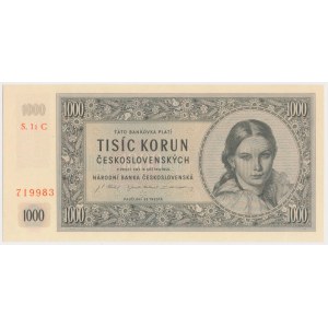 Československo, 1.000 korún 1945 - PERFORÁCIA