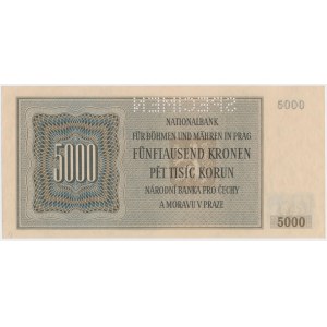 Bohemia and Moravia, 5.000 Korun 1944 - SPECIMEN
