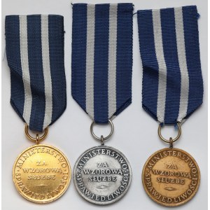 PRL, Medale, Za Wzorową Służbę / W Służbie Penitencjarnej - zestaw (3szt)