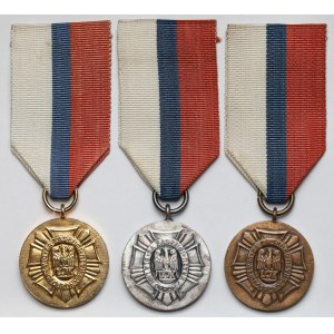 Polská lidová republika, medaile, Za zásluhy o Ligu národní obrany - sada (3ks)