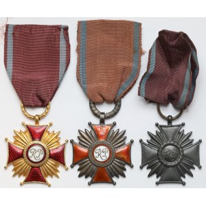 PRL, Krzyże Zasługi z monogramem RP - zestaw (3szt)