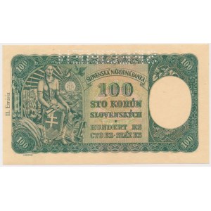 Czechoslovakia, 100 Korun (1945) - SPECIMEN - with stamp