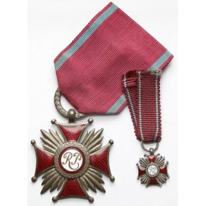 II RP, Srebrny Krzyż Zasługi - Gontarczyk + miniatura Knedlera