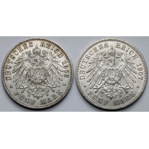 Prussia, 5 marks 1903 i 1907 A - lot (2pcs)