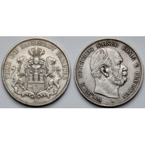 Hamburg and Prussia, 5 marks 1876 - lot (2pcs)