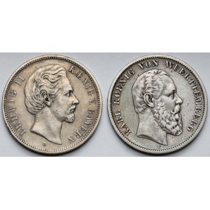 Bavorsko a Württembersko, 5 marek 1874 D a F - sada (2ks)