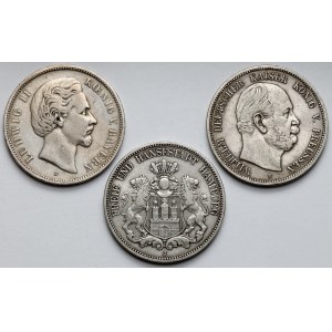 Bavaria, Hamburg and Prussia, 5 marks 1875 and 1876 - lot (3pcs)