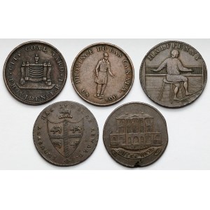 Großbritannien und Kanada, 1/2 Penny 1791-1837 - Satz (5 St.)