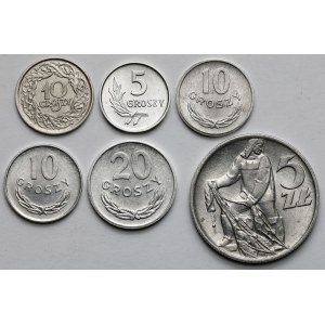 5 groszy - 5 złotych 1923-1977 - zestaw (6szt)