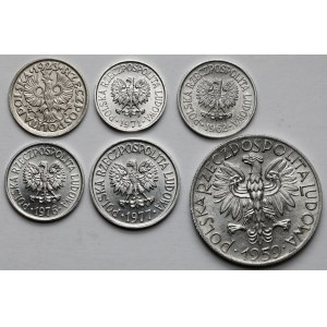 5 grošů - 5 zlotých 1923-1977 - sada (6ks)