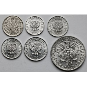 5 groszy - 5 zlotých 1923-1977 - sada (6ks)