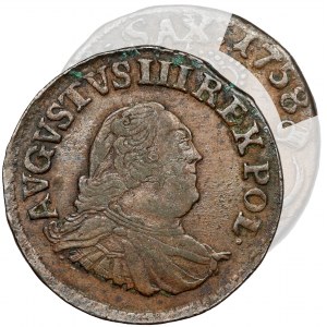 August III Sas, Penny 1758 - 3 - vzácný rok