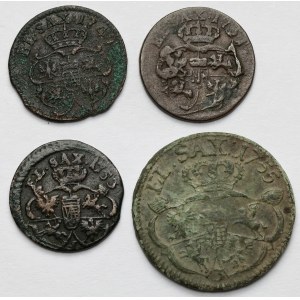 August III Saxon, šiling a penny - sada (4 ks)