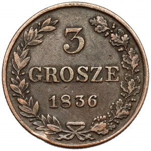 3 grosze 1836 MW, Warszawa