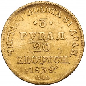 3 ruble = 20 zlotých 1839 АЧ, Sankt Peterburg