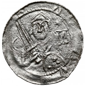 Ladislav II. vyhnanec, denár - kníže a biskup - půlměsíc a I*