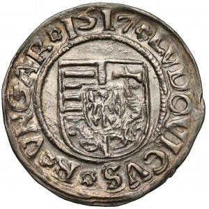 Maďarsko, Ludvík II Jagellonský, denár 1517