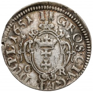 Ján II Kazimír, Dwugrosz Gdansk 1651 GR - ruže