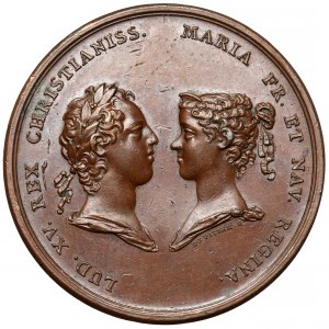 Francie, medaile 1727 - Ludvík XV. a Marie Leszczynská