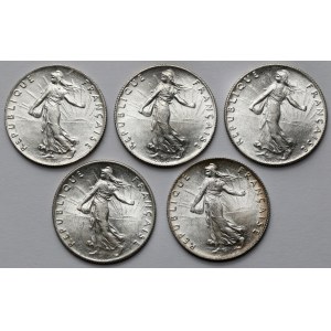 France, 50 centimes 1913-1920 - lot (5pcs)