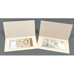 Zberateľské bankovky - Słowacki a M. Skłodowska-Curie v priečinkoch NBP (2ks)