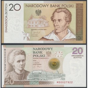 Banknoty kolekcjonerskie - Słowacki i M. Skłodowska-Curie w folderach NBP (2szt)