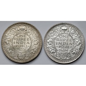 Britská India, George VI, rupia 1940-1941 - sada (2ks)