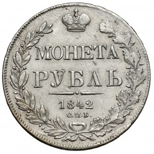 Russland, Nikolaus I., Rubel 1842, St. Petersburg - schmaler Schwanz