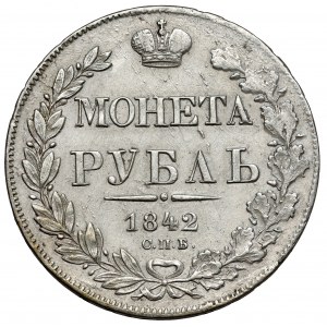 Rusko, Mikuláš I., rubl 1842, Petrohrad - úzký ocásek