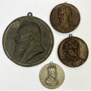 Medailony - Poniatowski, Chrobry, Kościuszko, Kraszewski (4ks)