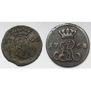 Poniatowski, 1766 Gdaňská vlajka a 1768 půlpenny - sada (2ks)