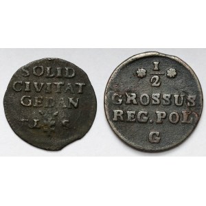 Poniatowski, 1766 Gdaňská vlajka a 1768 půlpenny - sada (2ks)