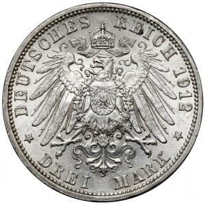 Prussia, 3 mark 1912-A