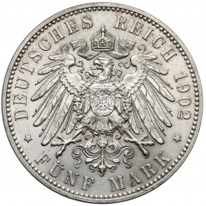 Sachsen, 5 Mark 1902-E - posthum