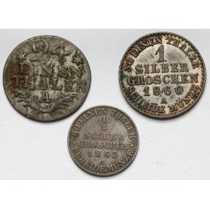 Prussia, 1/24 thaler, 1/2 and 1 groschen 1782-1863 - lot (3pcs)