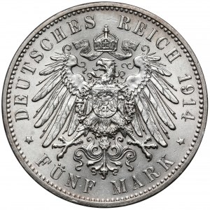 Sachsen, 5 Mark 1914-E