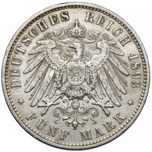 Saxony, 5 mark 1893-E