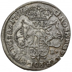 Augustus II. der Starke, Leipziger Sechspfennig 1706 EPH - sehr selten