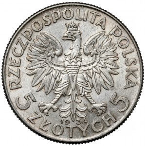 Hlava ženy 5 zlatých 1934