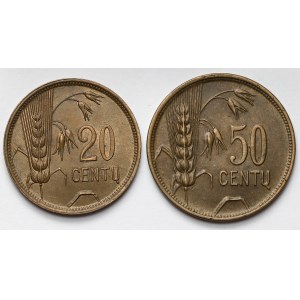 Litva, 20-50 centů 1925 - sada (2ks)