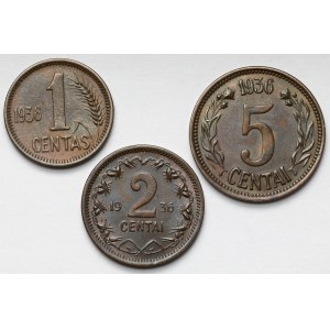 Lithuania, 1-5 centai 1936 - lot (2pcs)