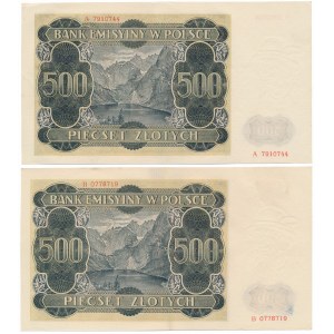 500 zlatých 1940 - A a B - sada (2ks)