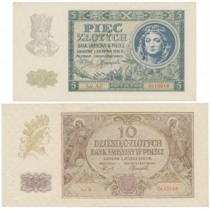 10 złotych 1940 i 5 złotych 1941 - zestaw (2szt)