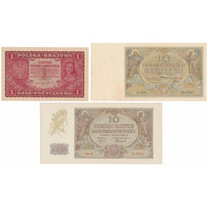 Zestaw banknotów polskich 1919-1940 (3szt)